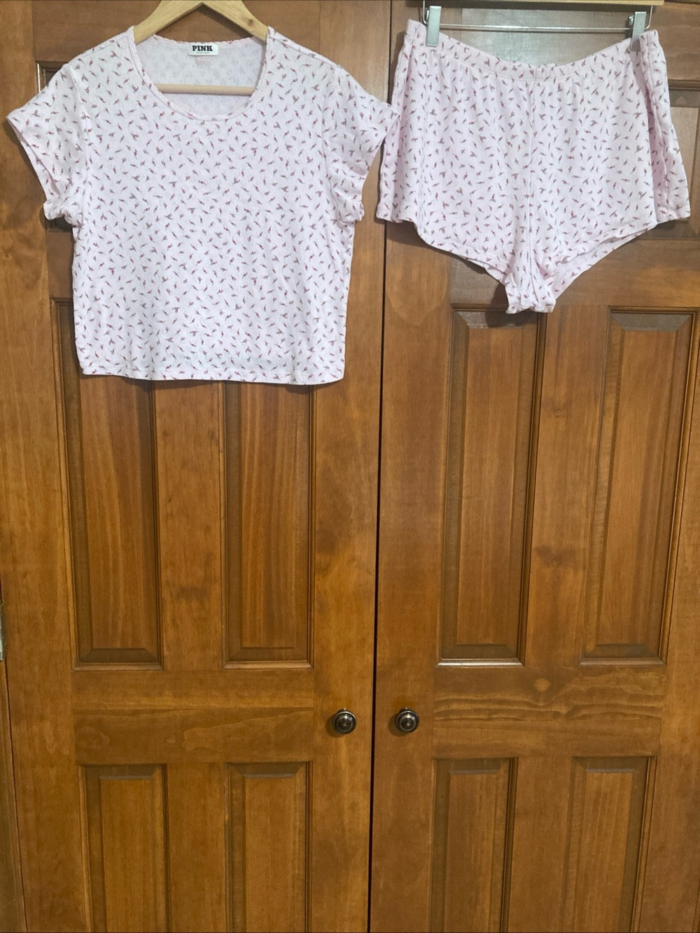 Victoria's Secret PINK Pointelle heart floral cotton pajama set ladies size XL